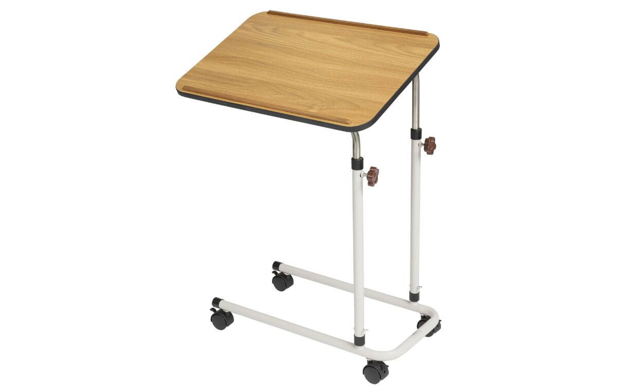 65ef300415e34 alerta oak overbed table with castors.jpg Alerta Oak Overbed Table with Castors